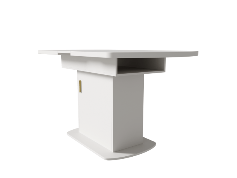  Table à manger extensible ovale 110130cm en panneau de particules avec rangements et poignée en or,blanc+or table bicolore - Conforama E