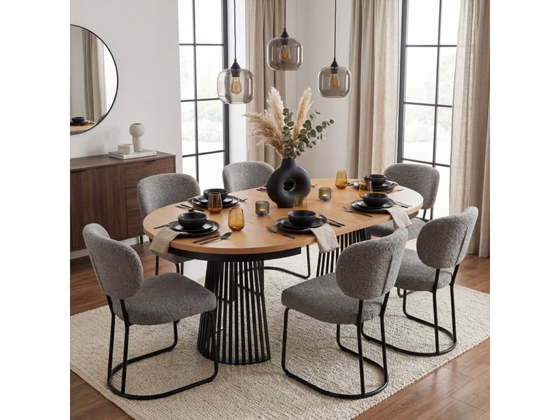 Selsey garda - table à manger ronde extensible - 100 cm - chêne craft dorénoir Garda - Conforama C