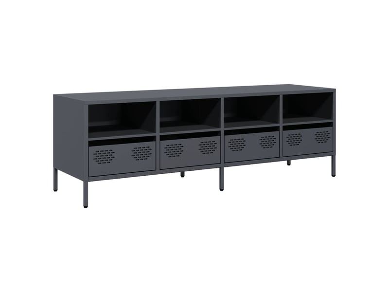  Meuble tv - banc tv - meuble de rangement anthracite 135x39x43,5 cm acier laminé à froid  - Conforama A