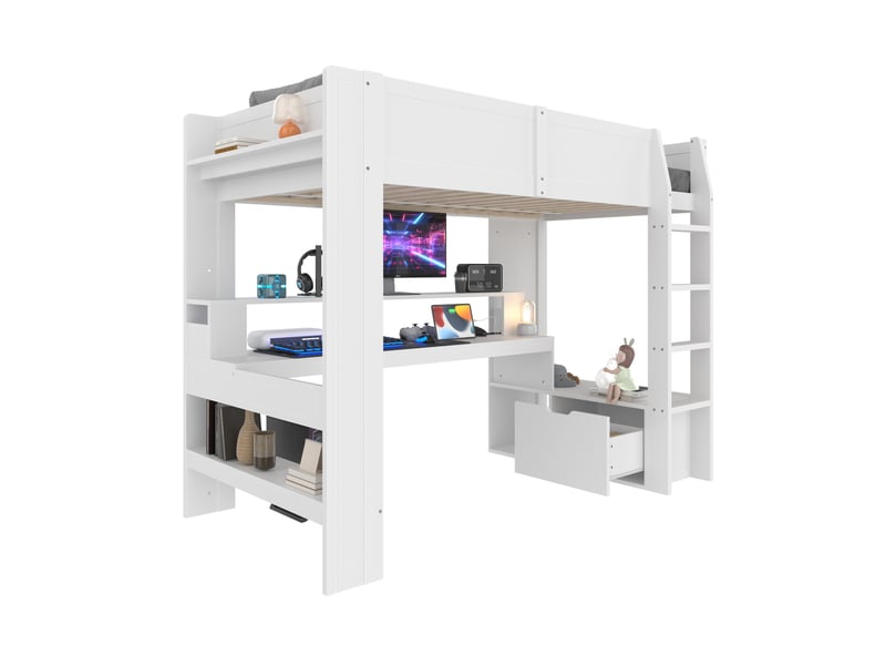  Lit superposé en pin blanc 90x200 cm  - Conforama A