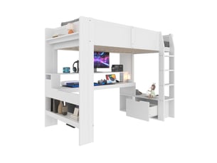 Lit simple 90x200 cm PHOEBE CAT coloris blanc