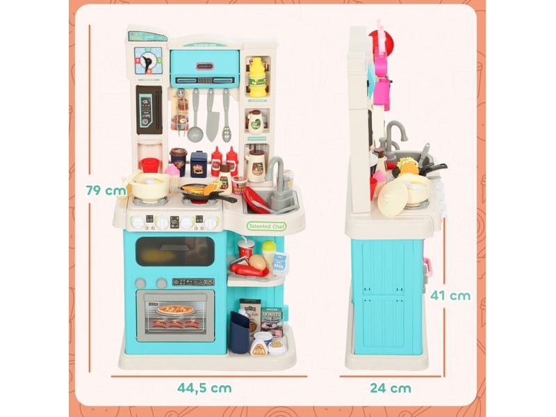  Cuisine-jouet enfant 44,5x24x79 cm 92 pièces à effets lumineux et sonores vert  - Conforama D