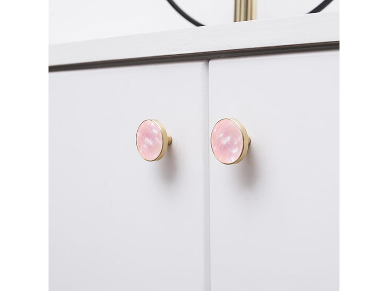  Lot de 4 boutons de tiroir ronds en laiton poli, 32 mm, pour commode, armoire et boîte à bijoux - rose nacré  - Conforama E