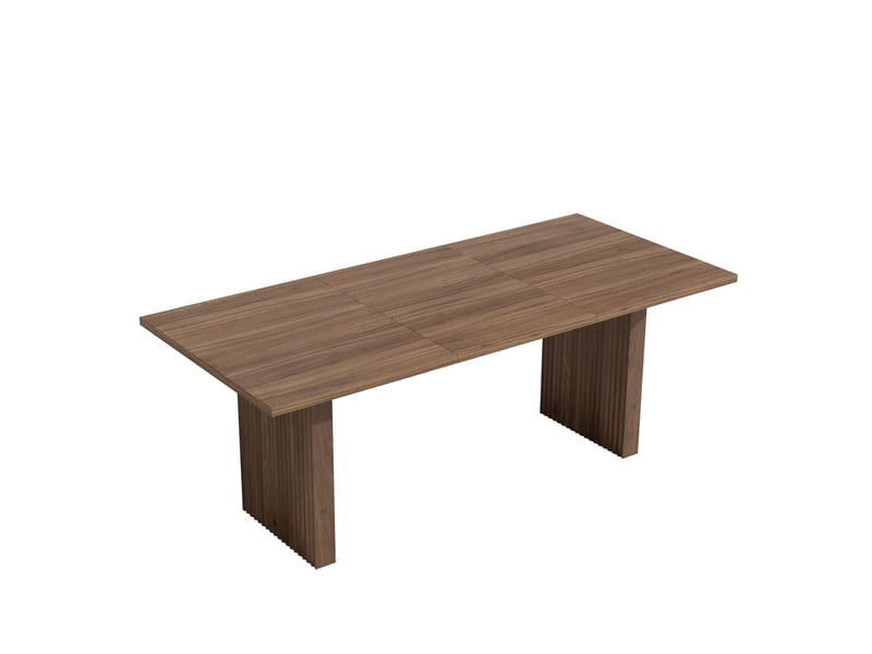 Table extensible pour 6 à 8 personnes avec plateau rectangulaire et plateau épais style sobre en mdf noyer - Conforama A