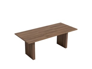 Table extensible pour 6 à 8 personnes avec plateau rectangulaire et plateau épais style sobre en mdf noyer