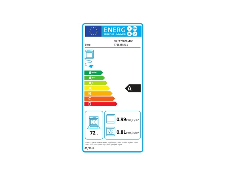 Beko - four intégrable 72l 60cm pyrolyse bbie17302bmpc - b300 BBIE17302BMPC - Conforama B