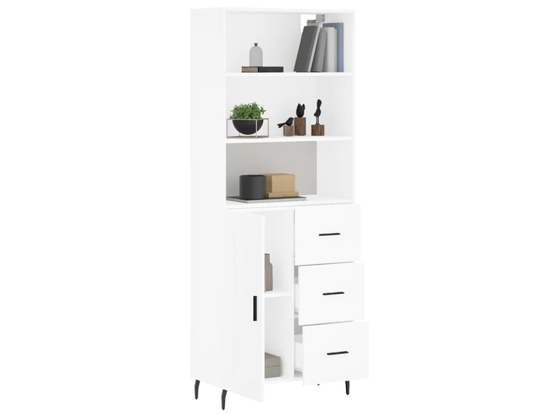  Buffet haut - bahut - meuble de rangement blanc 69,5x34x180 cm bois d'ingénierie  - Conforama C