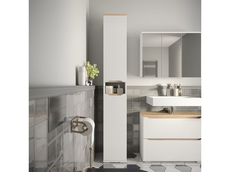 Vicco meuble salle de bain, blancchêne artisan, 30.2x192.5cm  - Conforama C