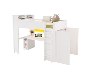Lit mezzanine 90x200 cm MIVRAY    coloris blanc