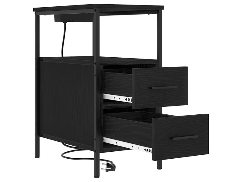  Table de chevet chêne noir 30 x 48 x 61 cm bois d'ingénierie  - Conforama E