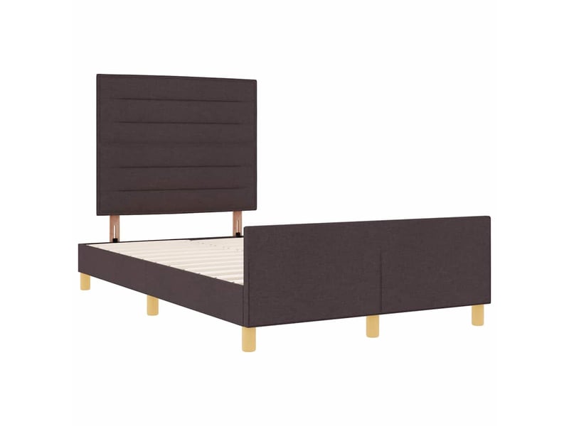  Lit simple | lit adulte | cadre de lit avec tête de lit marron foncé 120x190 cm tissu  - Conforama E