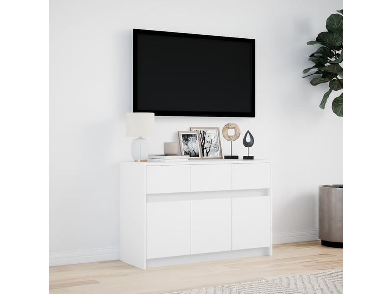  Meuble tv - banc tv - meuble de rangement avec led blanc 91x34x61 cm bois d'ingénierie  - Conforama D