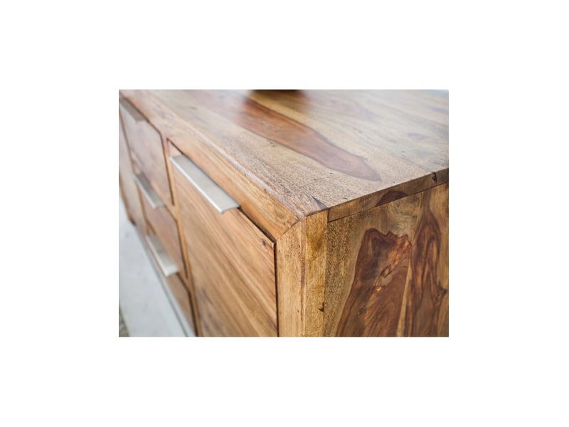  Buffet tavina 135 cm en sheesham massif verni – 2 portes, 3 tiroirs et 4 niches intérieures  - Conforama E