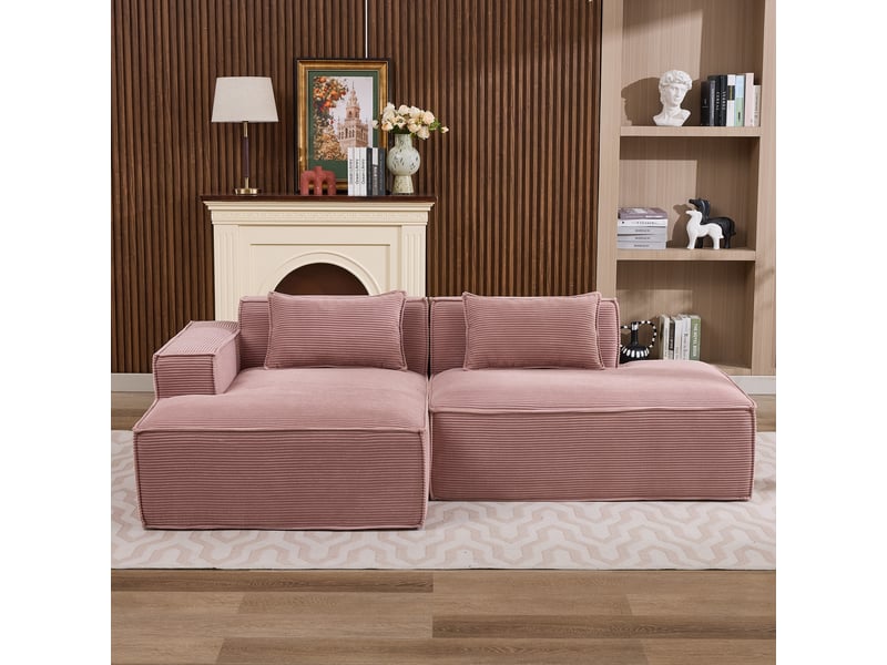  Canapé 3 places en tissu avec 2 coussins, assise ressorts ensachés et mousse haute densité, design épuré  - Conforama R