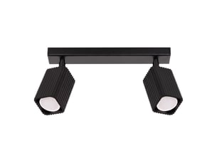 Plafonnier rayo 2 noir aluminium moderne 16.5x30x6cm