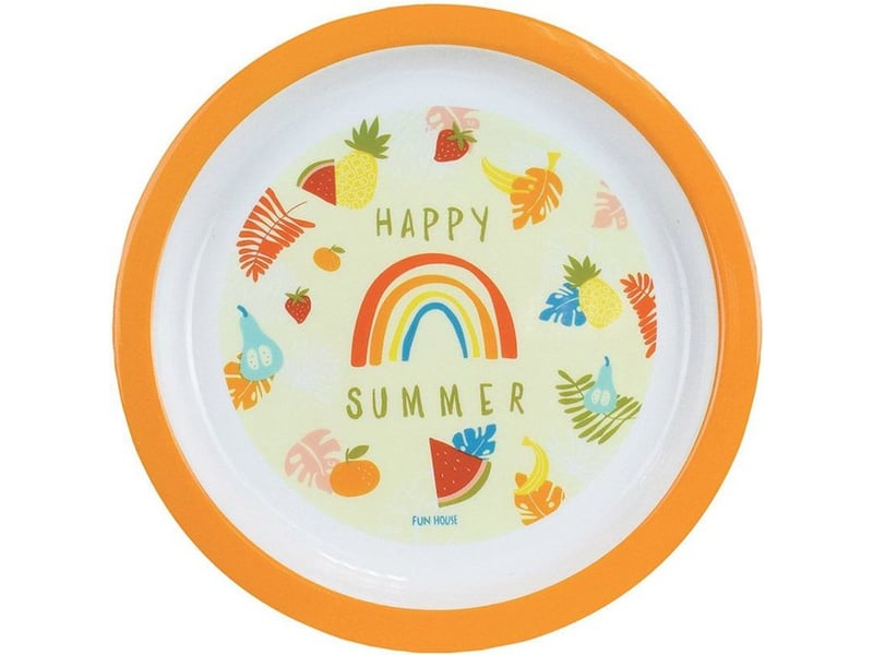  Dinette imitation les amis fruits avec assiettes ø16 et ø22, tasse 220 ml, couverts et peluche lama 27 cm 006573 - Conforama C