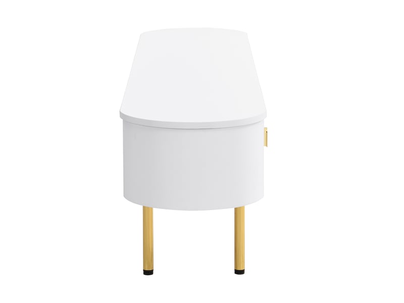  Ensemble meuble tv 180 cm avec table basse, bois blanc et chêne clair, rangements intégrés  - Conforama D