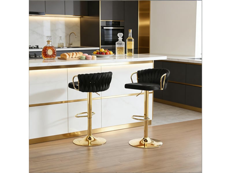 Tabourets de bar élégance lot de 2, coussin doux, cuisine, café et sièges confortables modernes - Conforama D