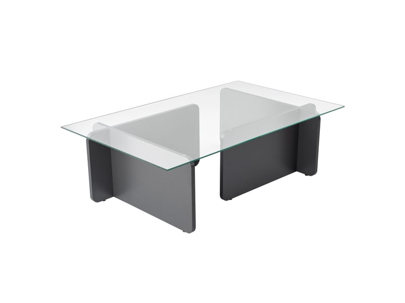  Table basse de salon en verre trempé et bois mdf mélaminé anthracite 105 x 65 x 30 cm  - Conforama A
