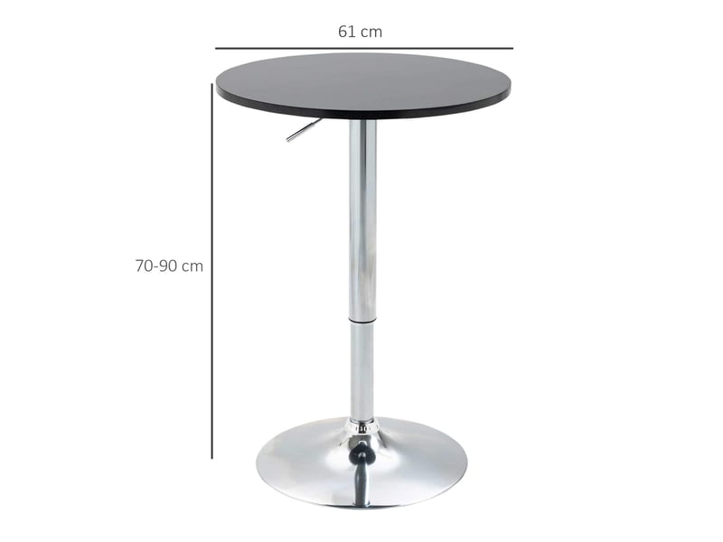 Table de bar ronde pivotante à hauteur réglable, avec base métallique, pour cuisine et salle à manger, ø 61 × 70-90 cm  - Conforama D