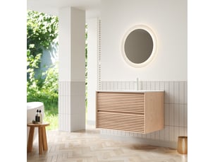 Meuble vasque suspendu 81 cm avec 2 tiroirs et vasque céramique blanche cravdom