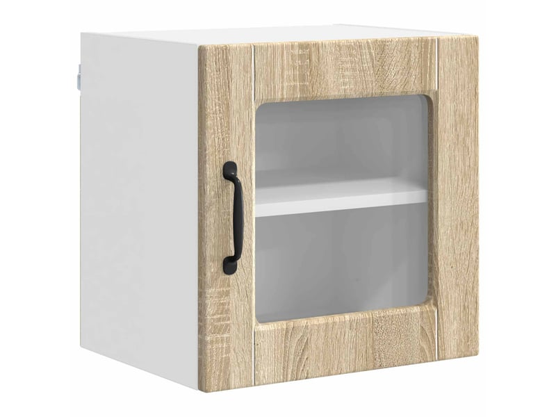  Meuble mural de cuisine, cabinet en verre mural 2 pc chêne sonoma  - Conforama E