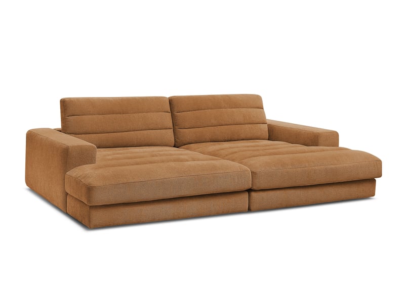  Bobochic canapé droit fixe 4 places sierra assise profonde tissu texturé orange SIERRA - Conforama A