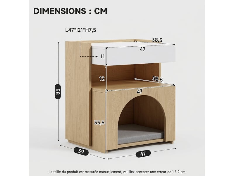 Armoire en rotin avec penderie et 3 tiroirs, effet chêne, 90x47x200 cm  - Conforama W
