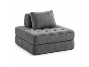 Fauteuil convertible 1 place gris en tissu, 2 en 1, dossier et coussin inclus, assise moelleuse pour petit espace