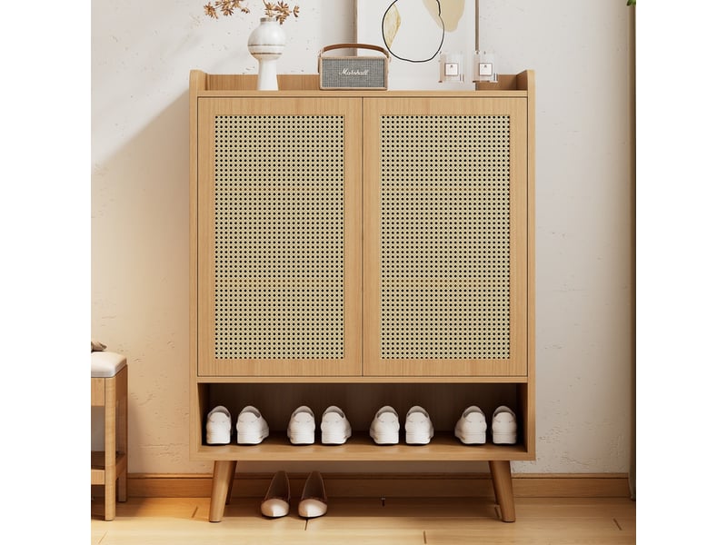  Meuble de rangement, 80 x 105 x 35 cm, 2 portes et 5 étagères, buffet, commode à chaussures, marron  - Conforama D