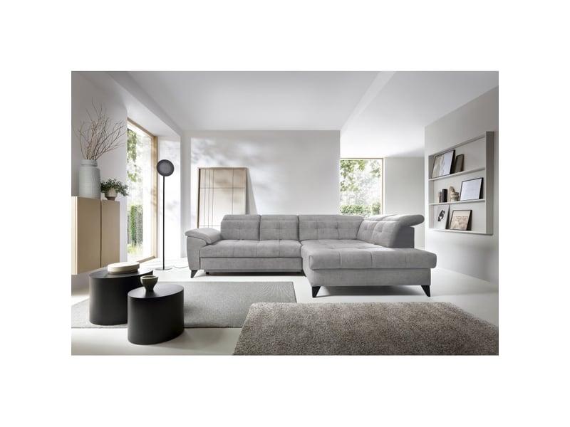 Canapé d'angle gris 5 places angle droit rangement literie inferno - Conforama E