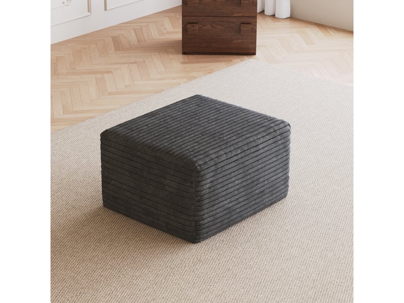 Pouf gris foncé ottoman salon repose-pieds rectangulaire confortable pour chambre 65x60x38cm - Conforama E