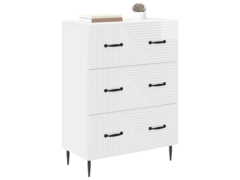  Armoire de rangement bureau, armoire à tiroirs blanc brillant 66 x 34,5 x 89,5 cm  - Conforama C
