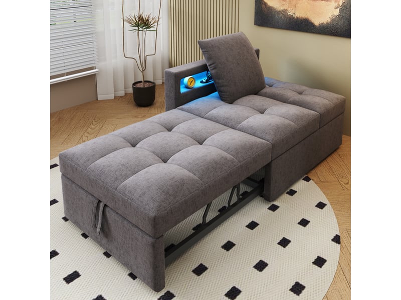  Canapé convertible, canapé-lit – avec accoudoirs, port usb, éclairage led, dossier réglable  - Conforama R