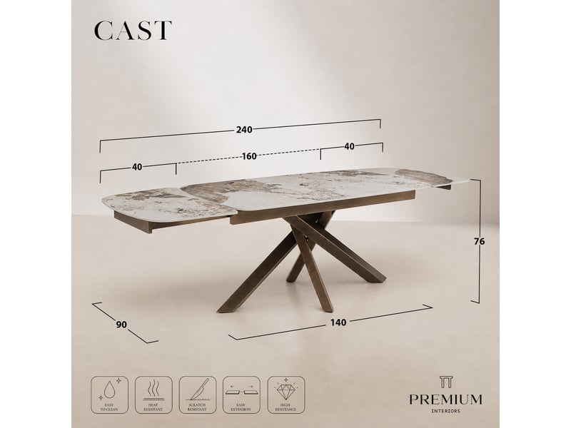  Table à manger extensible en céramique travertin travertin cast TE14TRAST - Conforama D