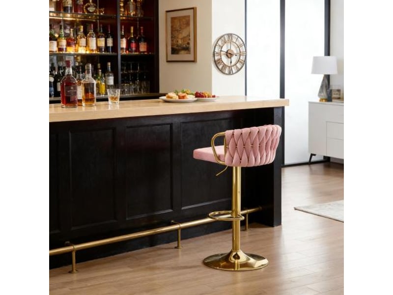 Tabouret de bar élégant avec coussin – siège confortable, tabouret café – chaise de cuisine (un seul tabouret inclus) - Conforama B