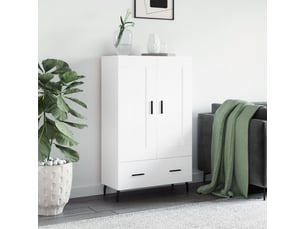 Buffet haut - bahut - meuble de rangement blanc 69,5x31x115 cm bois d'ingénierie