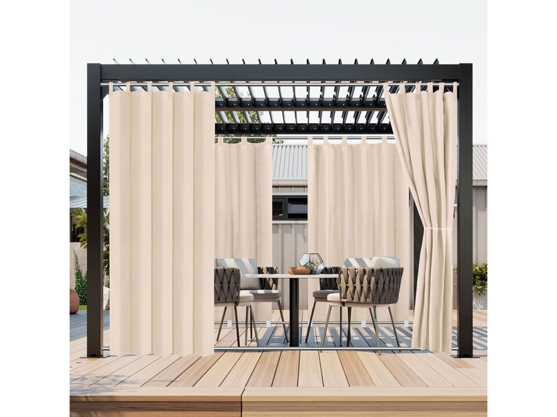  Rideaux d'extérieur imperméables pour jardin terrasse balcon beige 2 pièces 132 x 243 cm  - Conforama B