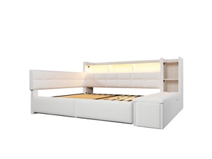 Lit banquette 140x190 cm <strong></strong> <strong></strong> coloris blanc
