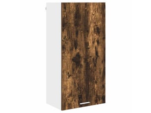 Meuble de rangement cuisine, armoire suspendue chêne fumé et blanc 50x31x100cm