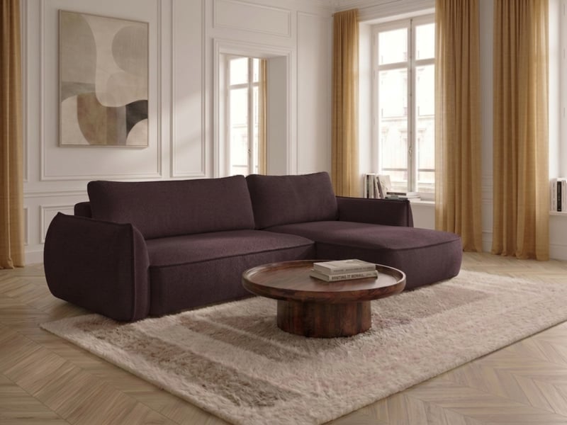Bobochic canapé d'angle convertible réversible esmee tissu chenille violet réversible ESMEE - Conforama B