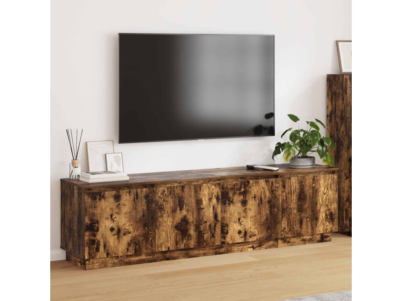  Meuble tv - banc tv - meuble de rangement 180 x 38 x 49 cm chêne fumé bois d'ingénierie  - Conforama B