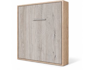 Lit escamotable vertical kola – seulement 34,5cm de profondeur, le confort d’un vrai lit-90x200-cadre chêne clair-façade chêne gris