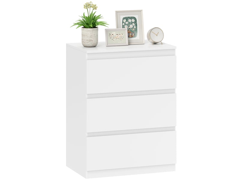  Commode à 3 tiroirs, pour salon, chambre, couloir, panneaux de particules, blanche  - Conforama A