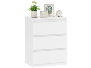 Commode à 3 tiroirs, pour salon, chambre, couloir, panneaux de particules, blanche