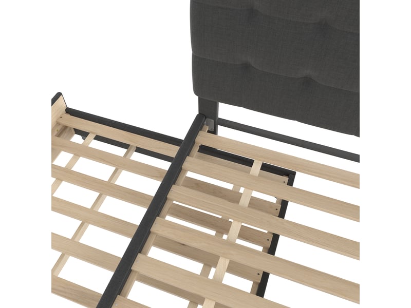  Lit double extensible - 140x200 cm - gris - tête de lit réglable - trois tiroirs - design minimaliste  - Conforama W