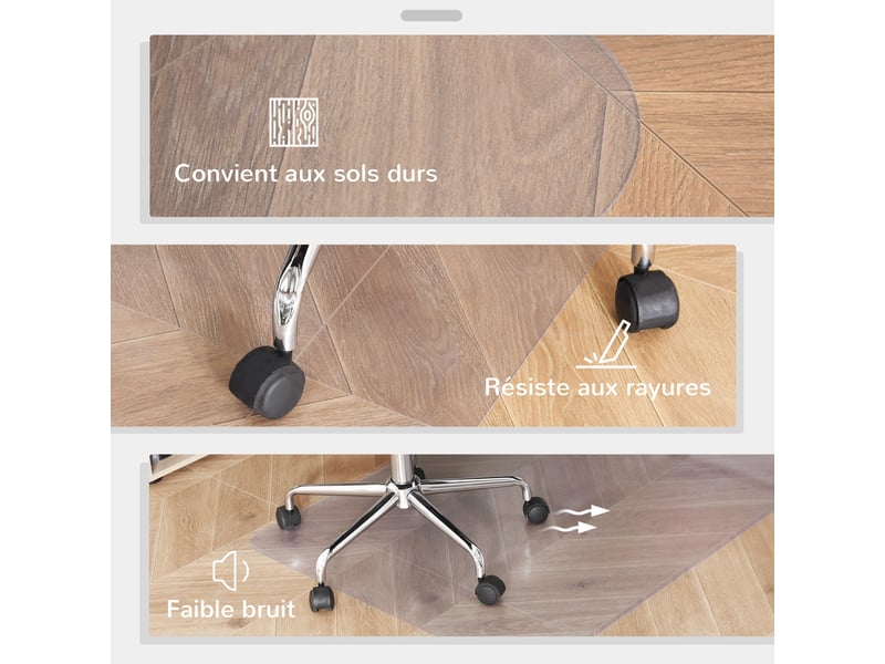  Tapis de chaise de rectangulaire bureau, antidérapants en plastique transparent 90x120cm  - Conforama R