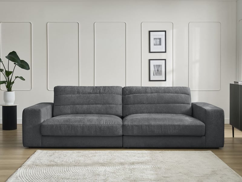  Bobochic canapé droit fixe 3 places sierra tissu texturé gris foncé SIERRA - Conforama D