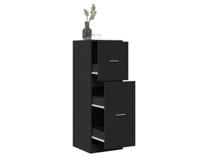 Meuble de rangement, armoire d'apothicaire noir 40x41x118 cm bois d'ingénierie
