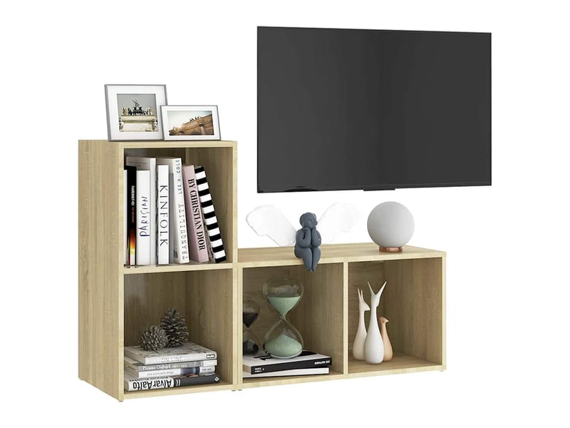  Lot de 2 meuble tv bas salon chêne sonoma 72x35x36,5 cm bois d'ingénierie shl88203  - Conforama C